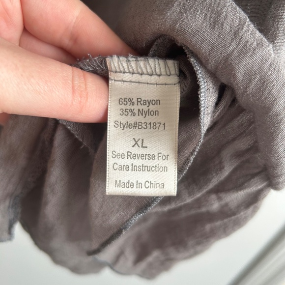 Women's Long Sleeve Lace Boho Blouse Tunic Grey Sz XL Whimsical Fairy Core Flowy - Picture 6 of 7